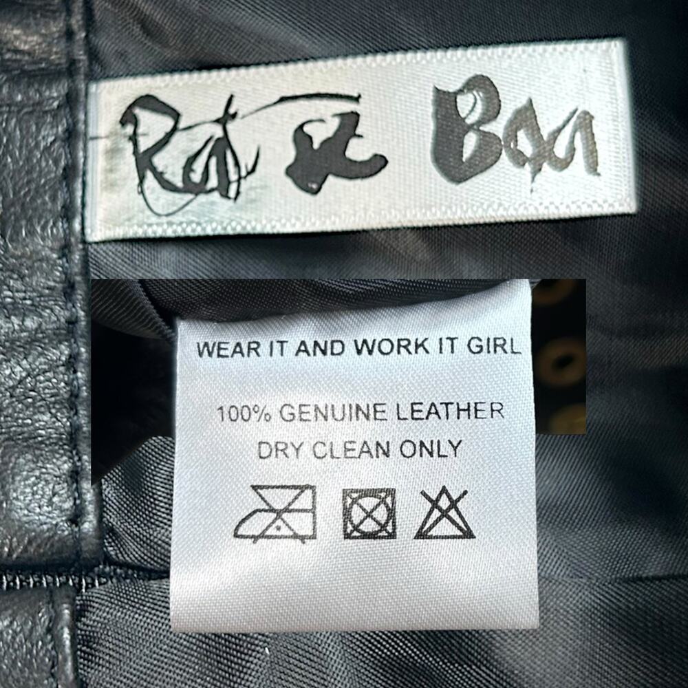 Rat & Boa, Women's Leather Grommet Mini Skirt, Side Ties, Lace-Up, Black, Small - Picture 9 of 9